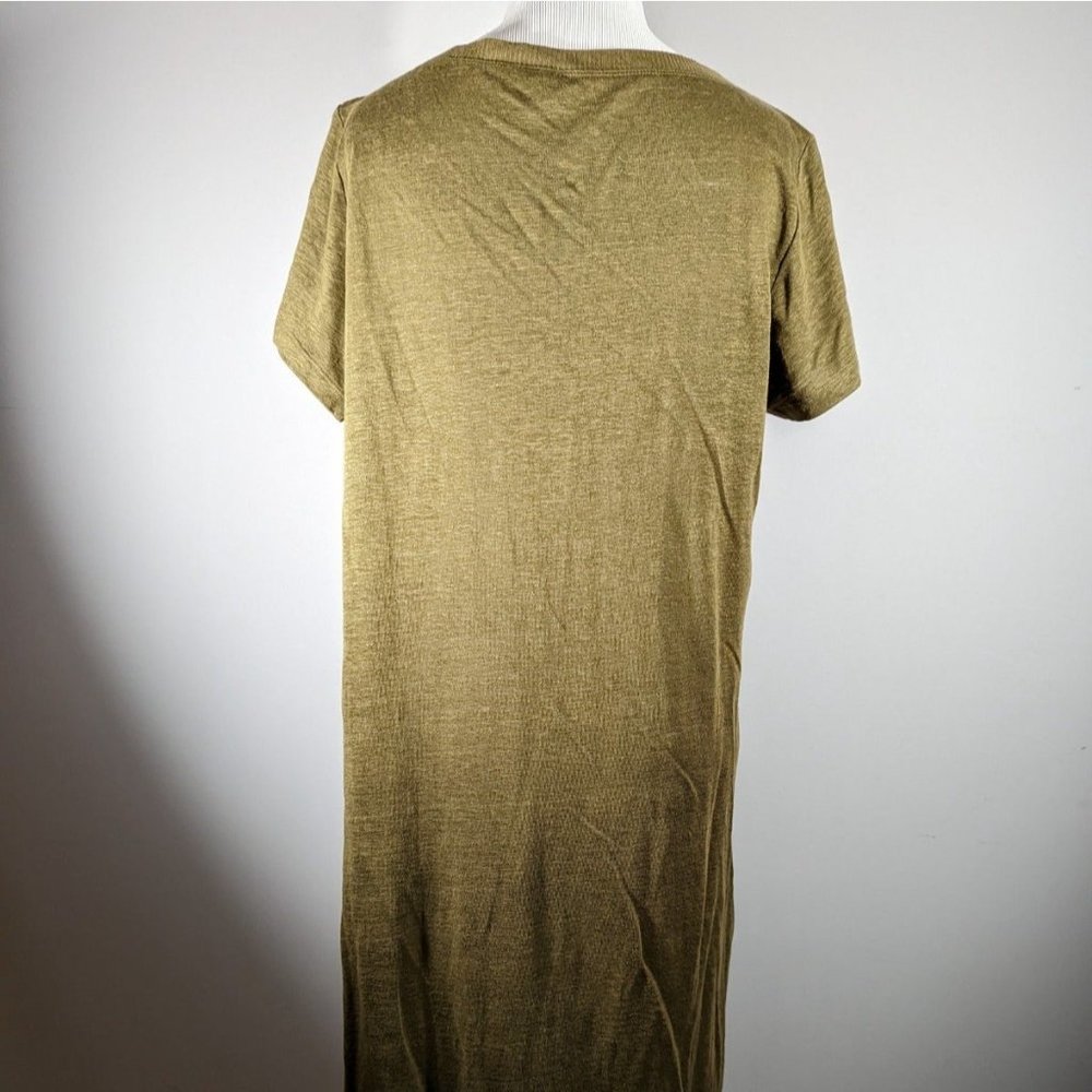 Eileen Fisher Linen V-Neck Short Sleeve Green Dress Women's Size S - Picture 2 of 6